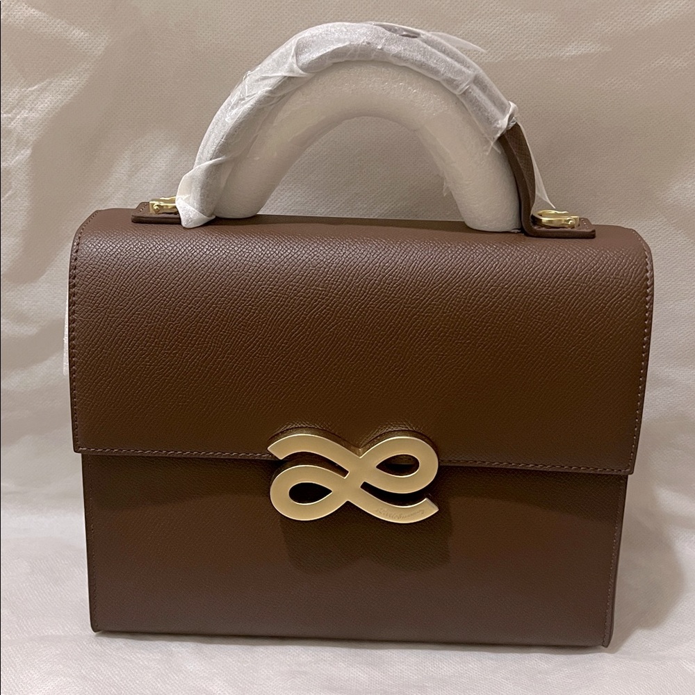 Authentic Parfait PU 22 Brown Satchel with Gold Detail